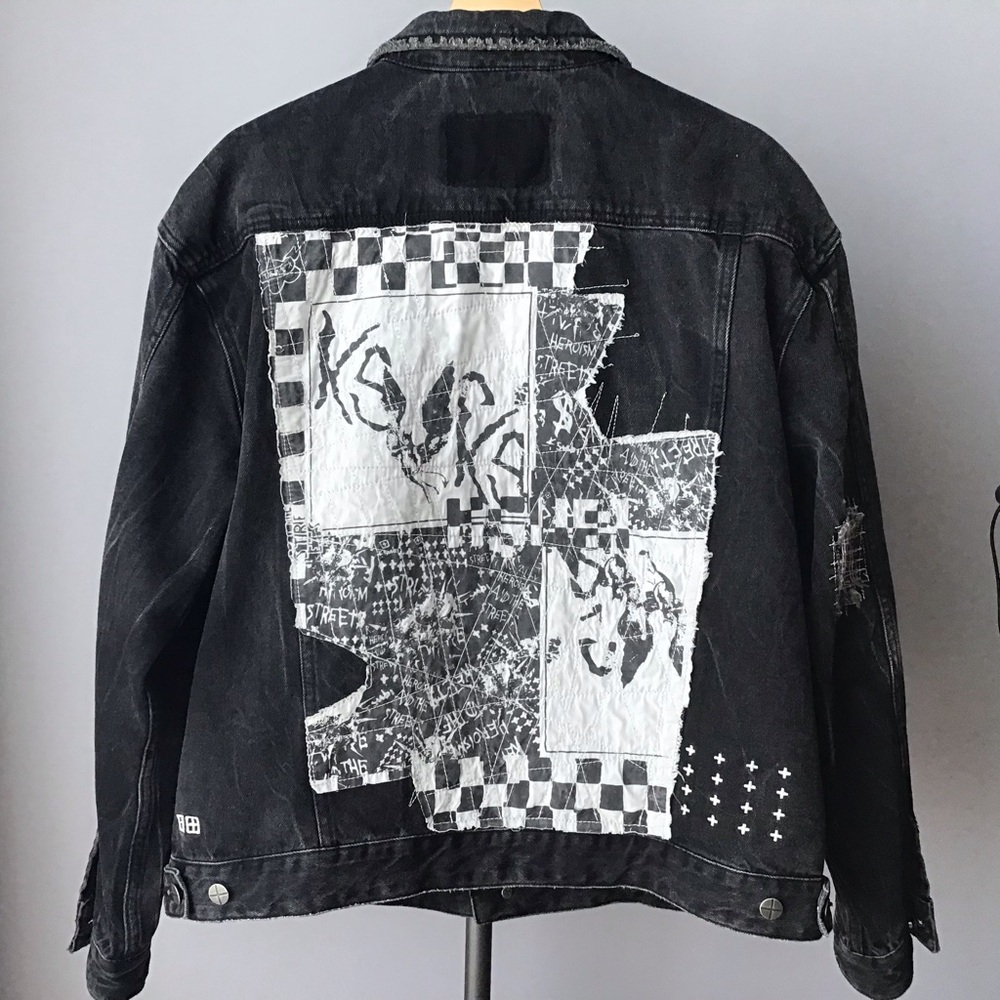 Ksubi black distressed denim jacket size Medium